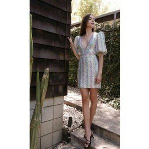 SAYLOR Indira Sequin Stripe Minidress in Multi Size Large